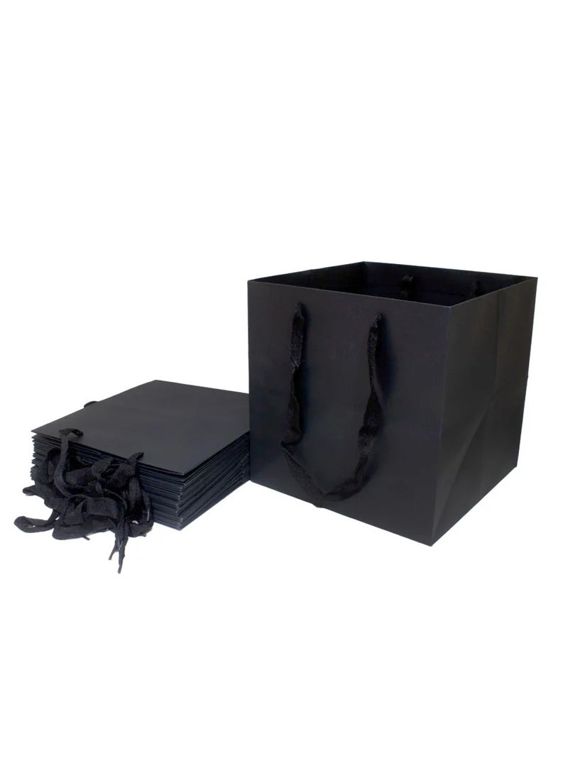PRIMA 6 Piece Square Gift Bag Set 25x25x25 Cm Black  - Image 1