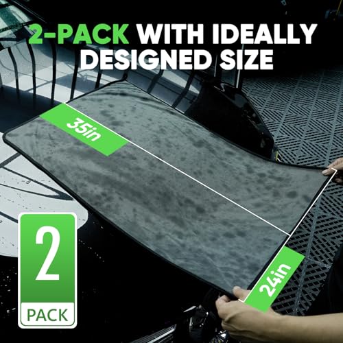 KKV 2-Pack Microfiber Towels (35"x 24") Extra Large Ultra Absorbent Drying Towel for Cars and Trucks, Without Streaks, Scratches, or Water Spots - Image 3