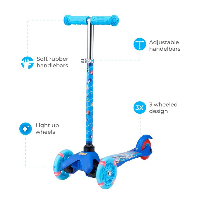 VOYAGER Sonic The Hedgehog Self Balancing Kick Scooter With Light Up Wheels, Extra Wide Deck, 3 Wheel Platform, Foot Activated Brake, 75 Lbs Limit, Kids & Toddlers Girls Or Boys, For Ages 3 And Up - Image 5