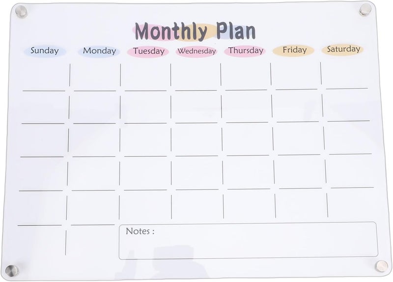 Aramox Monthly Calendar Dry Erase Board, Clear Acrylic Planning Board Fridge for Scheduling Home Classroom Office Organizer - Image 1