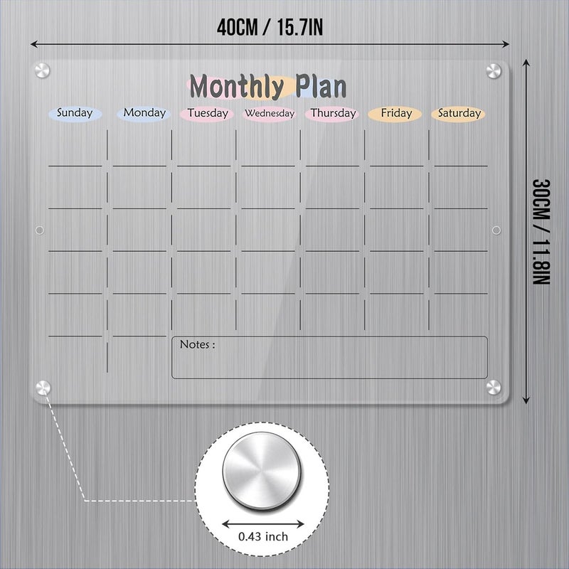 Aramox Monthly Calendar Dry Erase Board, Clear Acrylic Planning Board Fridge for Scheduling Home Classroom Office Organizer - Image 3