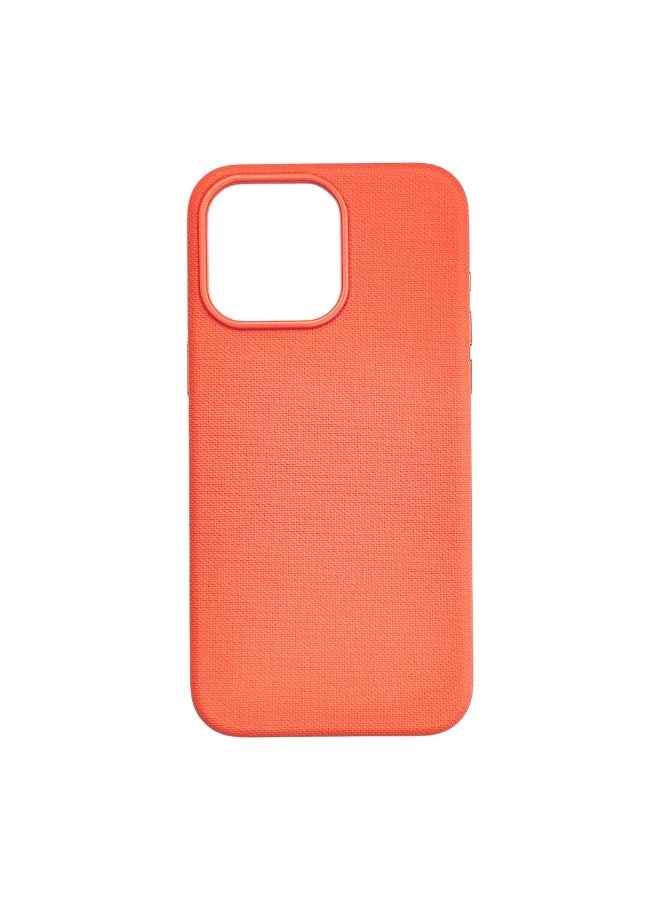 جراب Tech Woven (جلد نباتي) لهاتف iPhone 15 Pro Max، برتقالي - Image 1