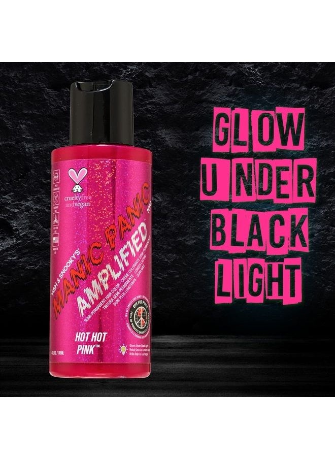 Manic Panic - Hot Hot Pink Hair Color - Amplified - Semi Permanent Hair Dye - Medium Pink - Glows In Blacklight - For Dark & Light Hair - Vegan, PPD & Ammonia Free - For Coloring Hair on Women & Men - Image 1