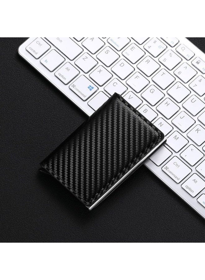 RFID Blocking Carbon Fiber Card Holder – Slim Automatic Pop-Up Metal Wallet, Anti-Theft Credit Card Case with RFID Protection & Independent Card Slots - Image 1