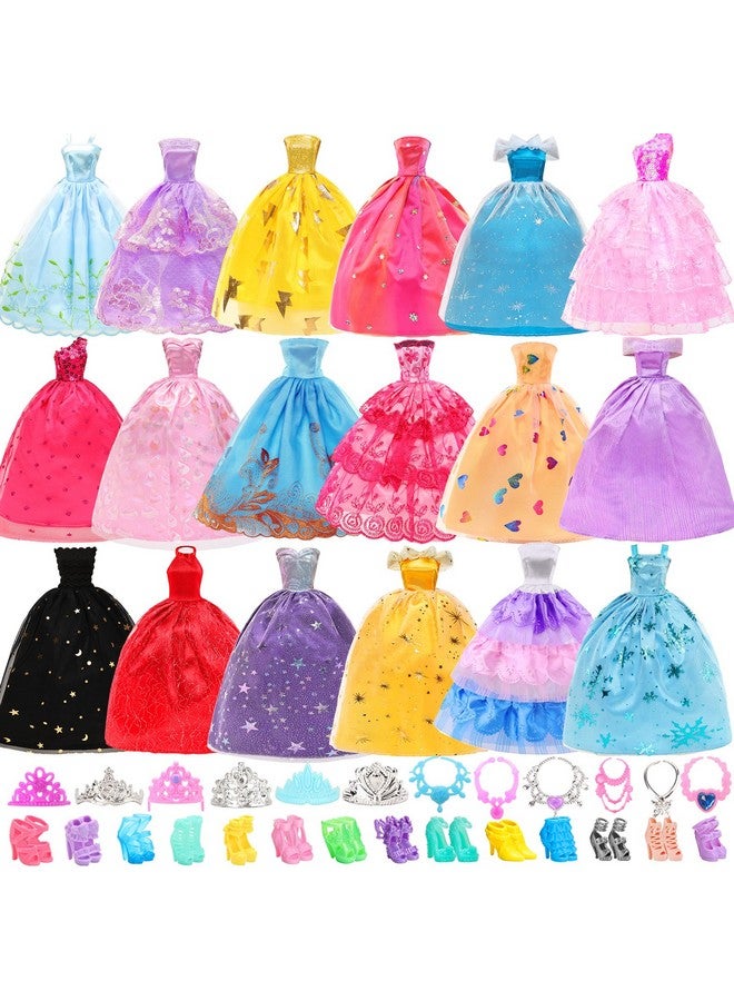 باروا فساتين باروا مكونة من 10 قطع مع 17 إكسسوارًا، ملابس وإكسسوارات دمى مصنوعة يدويًا، فساتين زفاف، فساتين حفلات للدمى مقاس 11.5 بوصة - Image 1