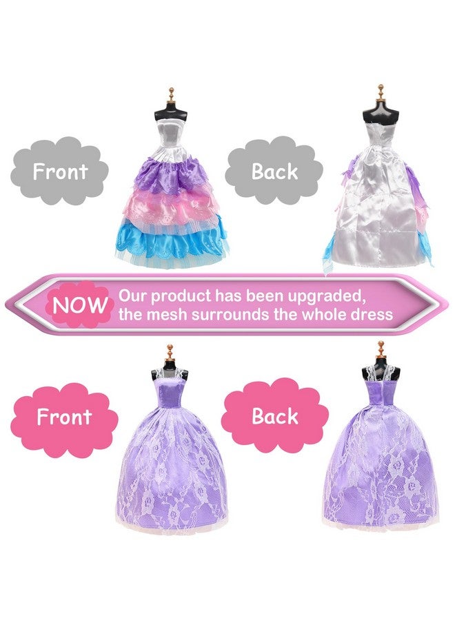 باروا فساتين باروا مكونة من 10 قطع مع 17 إكسسوارًا، ملابس وإكسسوارات دمى مصنوعة يدويًا، فساتين زفاف، فساتين حفلات للدمى مقاس 11.5 بوصة - Image 3