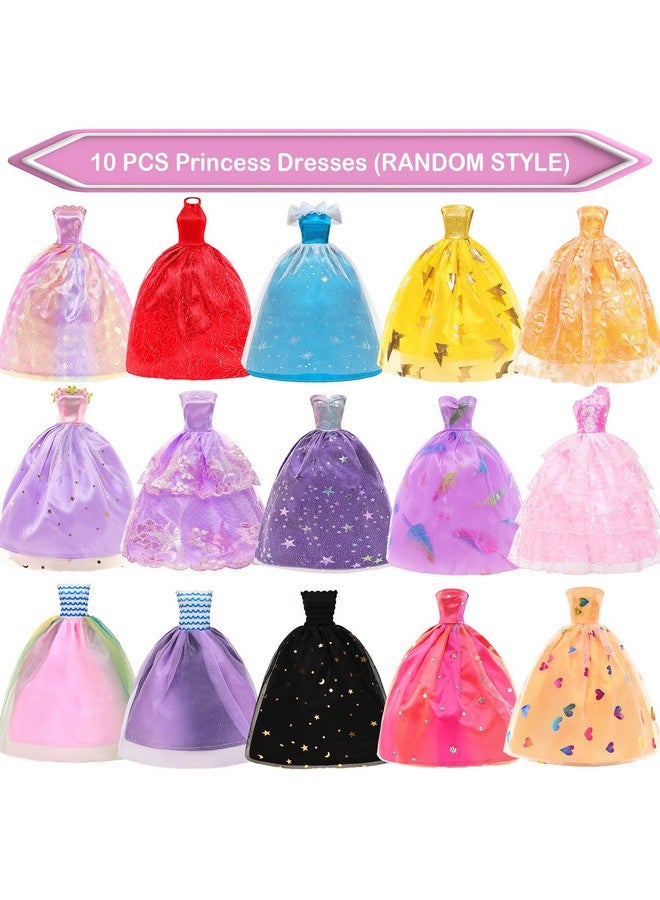 باروا فساتين باروا مكونة من 10 قطع مع 17 إكسسوارًا، ملابس وإكسسوارات دمى مصنوعة يدويًا، فساتين زفاف، فساتين حفلات للدمى مقاس 11.5 بوصة - Image 2