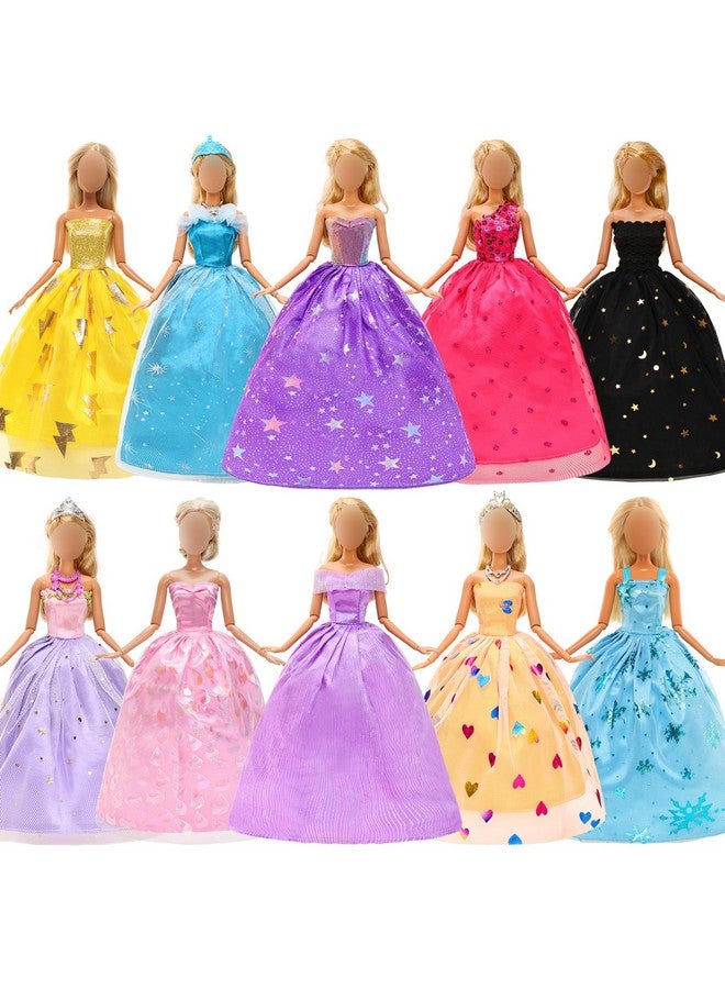 باروا فساتين باروا مكونة من 10 قطع مع 17 إكسسوارًا، ملابس وإكسسوارات دمى مصنوعة يدويًا، فساتين زفاف، فساتين حفلات للدمى مقاس 11.5 بوصة - Image 4