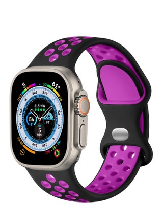 Lerobo Sport Band Compatible with Apple Watch Band 38mm 40mm 41mm for Women Men,Soft Silicone Breathable Wristband Replacement Strap for iWatch Ultra 2 SE Series 9 8 7 6 5 4 3 2 1(Black & Purple) L/M - pzsku/Z2D86D3AC8D6D716EACFCZ/45/_/1708030409/8aeaa3a2-5e33-4b4f-bf20-a65f5b8463cd