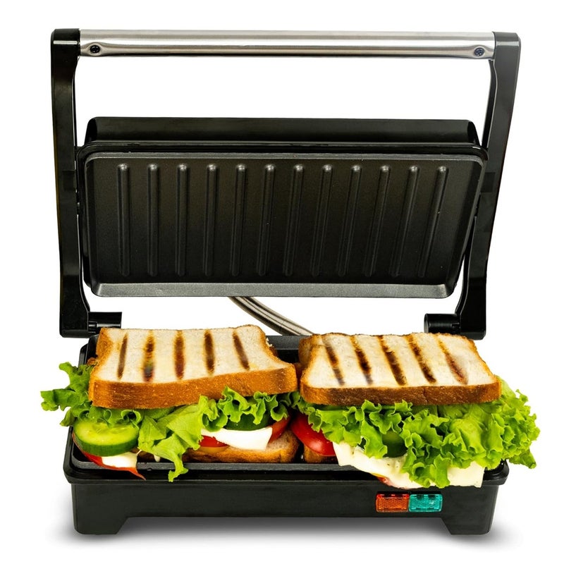 SOLARA 750W Electric Sandwich Maker with Non-Stick Grill Plates, Black - Image 1