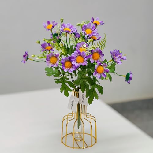 CURATED CART Artificial Daisy Flowers - Pack of 2 Faux Daisy Bouquets, 30 cm Tall with 10 Flower Heads per Stem - UV Resistant Plastic Plants for Indoor & Outdoor Use - Home, Garden (Purple) (No Vase) - Image 5