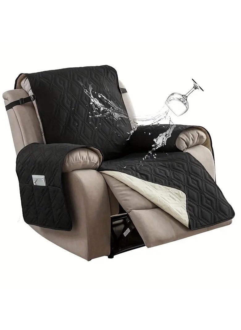 Gonice 1pcs Waterproof Chair Recliner Cover, Non Slip Recliner Covers With Pocket, Washable Reclining Chair Furniture Protector For Bedroom Office Living Room Home Decor  - Image 1