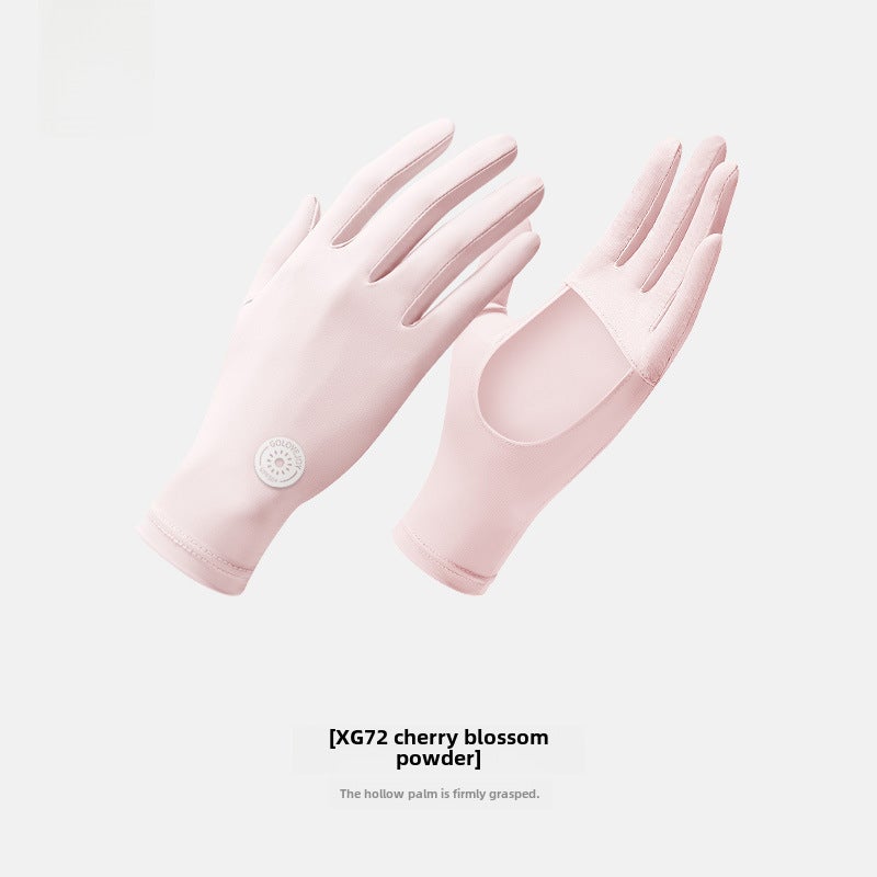 Breathable Non-Slip Summer Sunscreen Gloves for Women XG72; Pink 