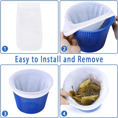 WISHDIAM 100 Pack Pool Skimmer Socks, Pool Filter Socks Works Perfect with Pool Skimmer for Inground and Above Ground Pool Skimmer Basket/ Hot Tub Filter, Ultra Fine Mesh Socks Filter Debris and Leaves - Image 3