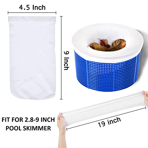 WISHDIAM 100 Pack Pool Skimmer Socks, Pool Filter Socks Works Perfect with Pool Skimmer for Inground and Above Ground Pool Skimmer Basket/ Hot Tub Filter, Ultra Fine Mesh Socks Filter Debris and Leaves - Image 2