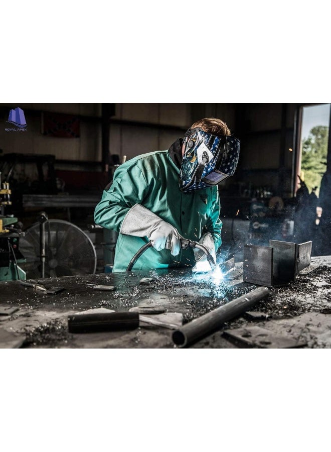Royal Apex Leather Welding Gloves Heat Fire Resistant Welders Glove 15 Inch (Grey)  - Image 2