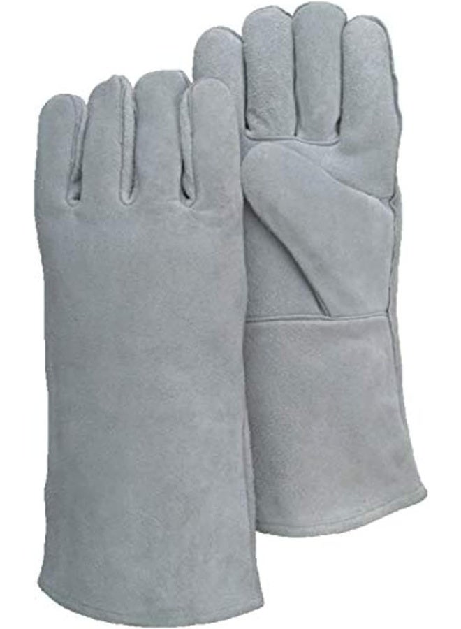 Royal Apex Leather Welding Gloves Heat Fire Resistant Welders Glove 15 Inch (Grey)  - Image 1