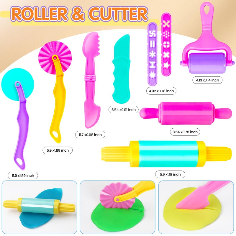 Toyze أطقم أدوات العجين للأطفال الصغار، ملحقات بلاي دو لطيفة مع شوبك، حصيرة العجين، صندوق تخزين، ألعاب حفلات للأطفال من عمر 2-4 3-5 4-8، هدايا تعليمية للأولاد والبنات في عيد الميلاد وعيد الميلاد. - Image 4