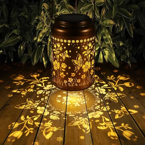 Tepaken Solar Lanterns Outdoor Waterproof Hummingbird Garden Decor Gifts for Women Mom Grandma Hanging Lights Metal Solar Decoration Outside for Yard, Patio,Backyard(Butterfly and Sunflower) - Image 3