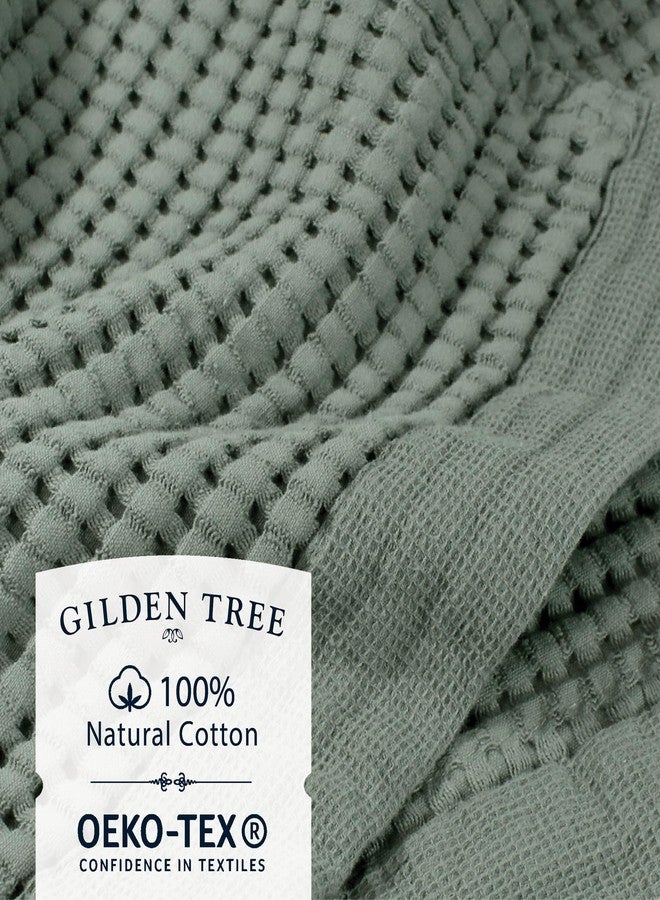 GILDEN TREE Waffle Towels for Bathroom Luxury 100% Cotton Bath Towels, Quick Dry Towel, Thin Super Absorbent Lint Free Shower Towels, Bath Towels Set of 2, Modern Style (Sage Grey) - Image 2