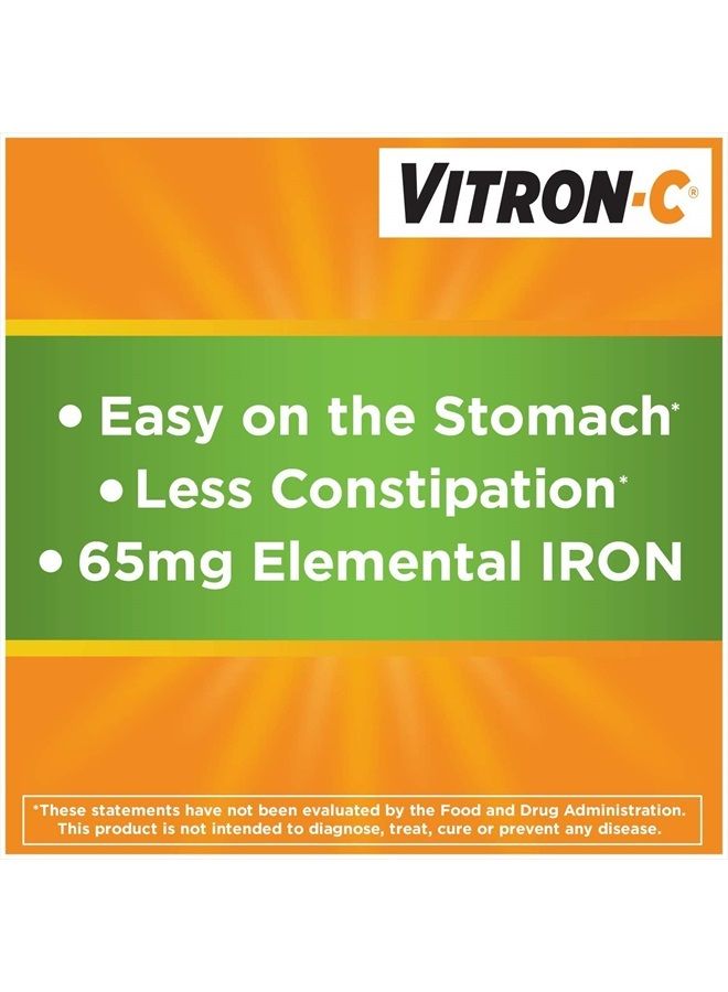 Vitron-C Iron Supplement - 125 mg / 65 mg Strength - Coated Tablet - 60 per Bottle-McK  - Image 5