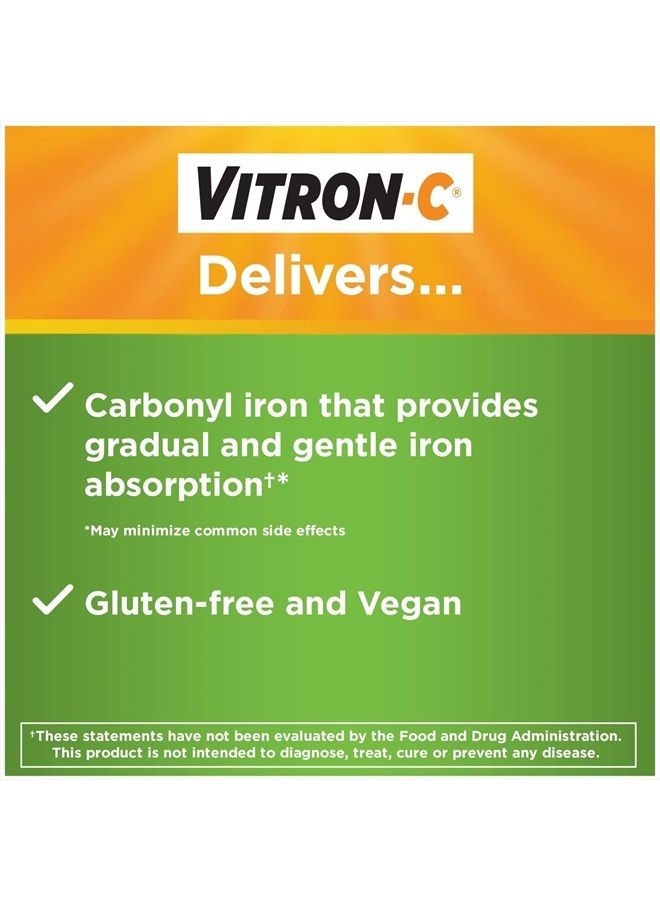 Vitron-C Iron Supplement - 125 mg / 65 mg Strength - Coated Tablet - 60 per Bottle-McK  - Image 4