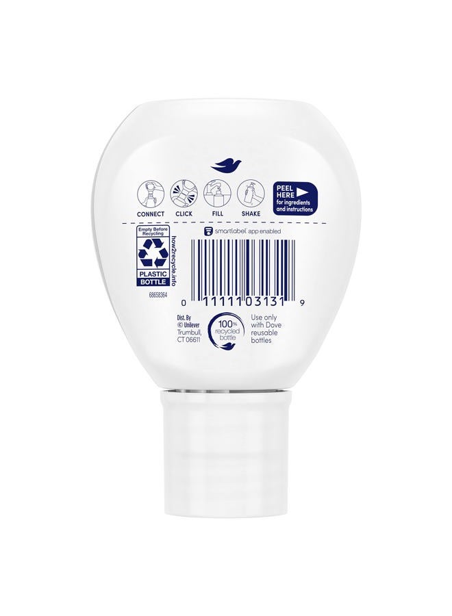 Dove عبوات تركيز (x2) وزجاجة قابلة لإعادة الاستخدام مصنوعة من 100% مواد معاد تدويرها لمجموعة بدء الترطيب اليومي لبشرة ناعمة على الفور للعناية بالجسم 4 أونصة سائلة (تصنع 16 أونصة سائلة) - Image 5