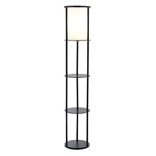 Adesso 3117-01 Stewart 62.5" Round Floor Lamp – Lighting Fixture with Storage Shelves, Smart Switch Compatibility Lamp. Home Decor Accessories,Black Base Finish - Image 1