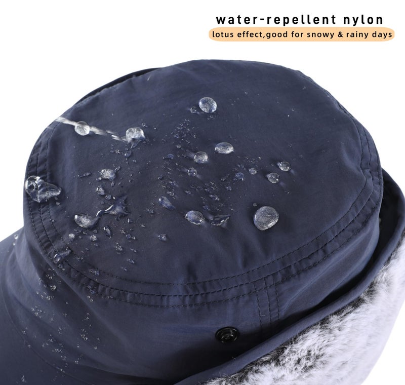 Connectyle Men's Earflap Warm Hats with Visor Skull Ski Cap Windproof Baseball Watch Cap Navy Blue - Image 5