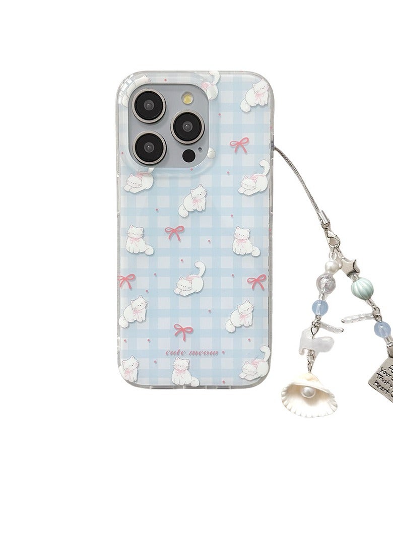 NIBEMINENT Protective TPU Case Cover For iPhone 16 Pro, Bows And Cat With Bracelet