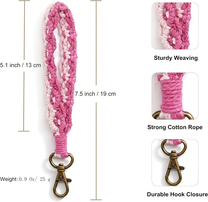 Moydolo Macrame Boho Keychain Bracelet Holder Handmade Keychain Wristlet Key Chain Wrist Lanyard for Women Girls - Image 1