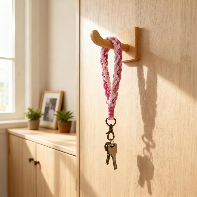 Moydolo Macrame Boho Keychain Bracelet Holder Handmade Keychain Wristlet Key Chain Wrist Lanyard for Women Girls - Image 5