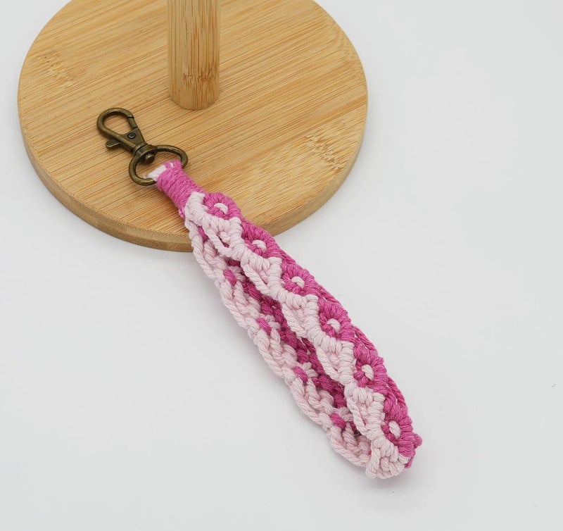 Moydolo Macrame Boho Keychain Bracelet Holder Handmade Keychain Wristlet Key Chain Wrist Lanyard for Women Girls - Image 2