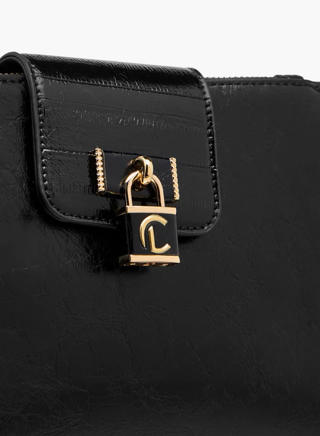 Le Confort Women Textured Crossbody Bag with Detachable Strap and Zip Closure
