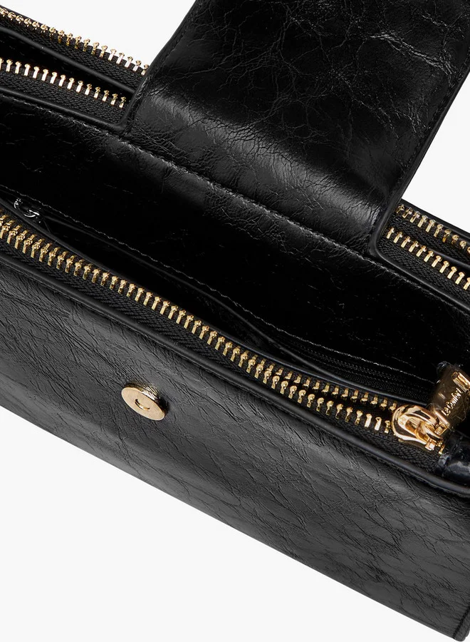 Le Confort Women Textured Crossbody Bag with Detachable Strap and Zip Closure