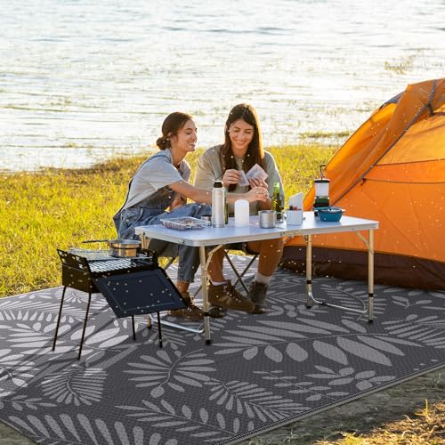 StepRite Outdoor Rug, Patio Rug, Plastic Straw Camping Rugs, Large Waterproof Area Rug and Mat for Outdoors, RV, Patio, Backyard, Deck, Porch, Beach, Balcony, (5'x 8', White&Gray) - Image 5