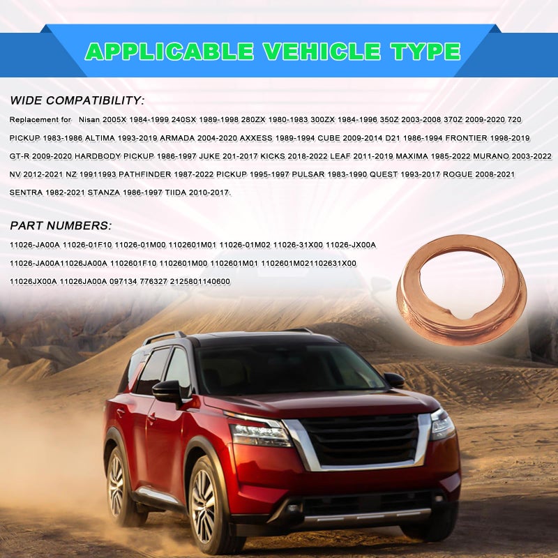 CmeRto 20Pcs Oil Drain Plug Gasket, Copper Crush Washer Compatible with Nissan/Infiniti G35 G37 Nissan - Rogue Sentra Xterra Altima Frontier Armada Jukes 350Z OEM 11026-JA00A - Image 5
