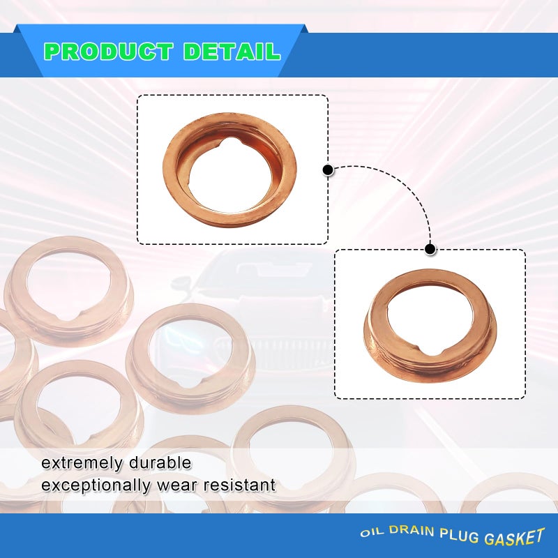 CmeRto 20Pcs Oil Drain Plug Gasket, Copper Crush Washer Compatible with Nissan/Infiniti G35 G37 Nissan - Rogue Sentra Xterra Altima Frontier Armada Jukes 350Z OEM 11026-JA00A - Image 3