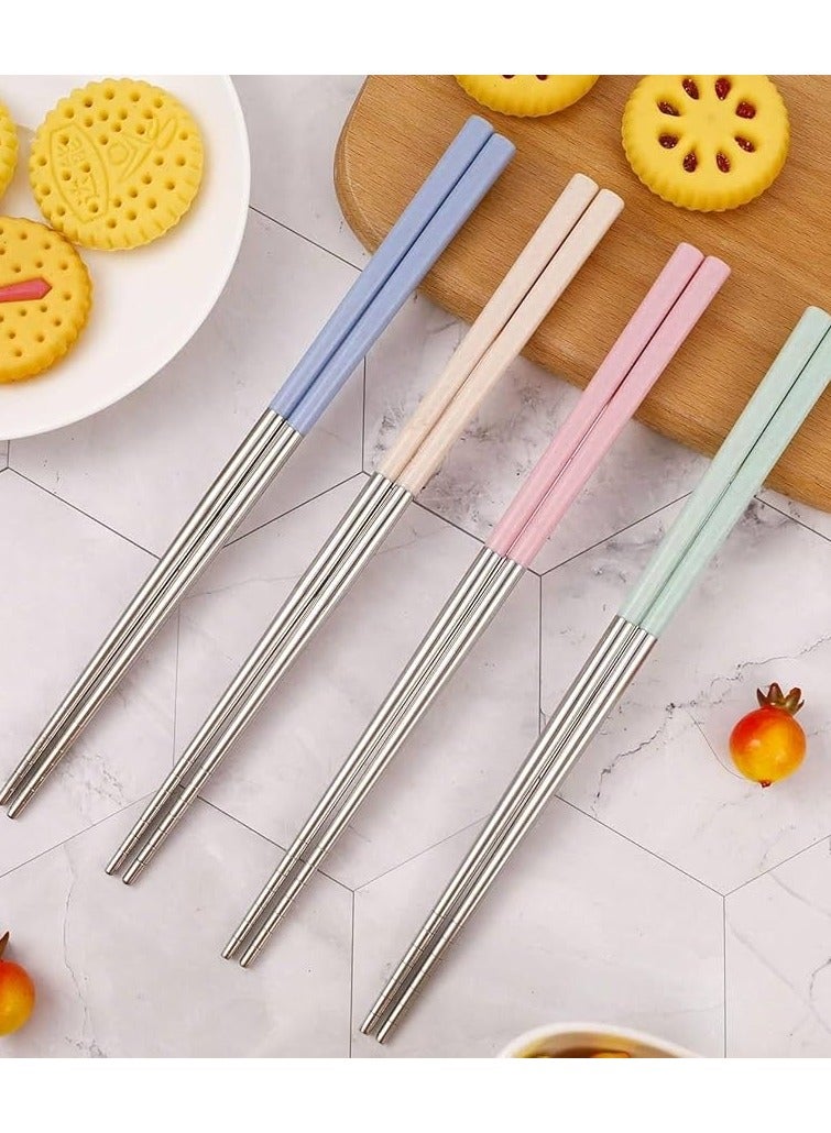 "مجموعة عيدان سوشي ستيكس طعام من الستانلس ستيل 304 - أعواد الأرز والسوشي للأكل، عيدان طعام صيني وياباني وكوري قابلة لإعادة الاستخدام، 5 أزواج خفيفة الوزن وغير منزلقة، أدوات مائدة للأكلات الآسيوية مثل النودلز والرامين، هدايا أصلية للرجال والنساء، آمنة على غسالة الأطباق" - Image 5