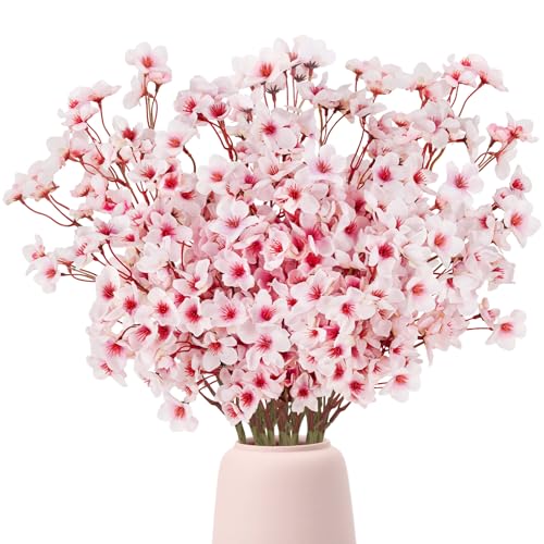 Ruidazon Artificial Cherry Blossom Branches, 12 Pcs Faux Silk Cherry Blossom Flowers Fake Spring Cherry Blossom Floral Stems for Vase Wedding Table Centerpieces Indoor Home Decor - Image 1