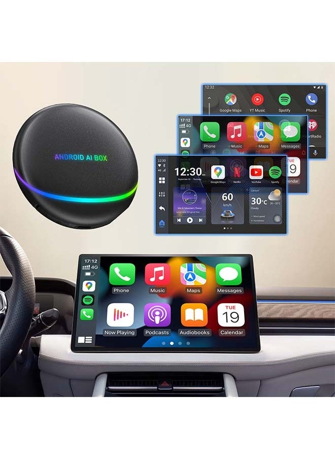 Ottocast - CarPlay AI Box Pro, Android 12 Multimedia Box with YouTube/Netflix Compatible with Wireless CarPlay and Android Auto, 8 Core Processor 8+128G Support HDMI Output, SIM Card & TF Card - Image 1
