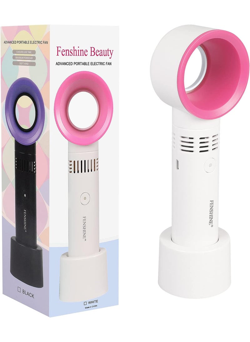 fenshine fenshine Portable USB Rechargeable Mini Fan Eyelash Fan Dryer Bladeless Handheld Air Conditioning Blower for Essential Eyelash Extension Supplies (White) 