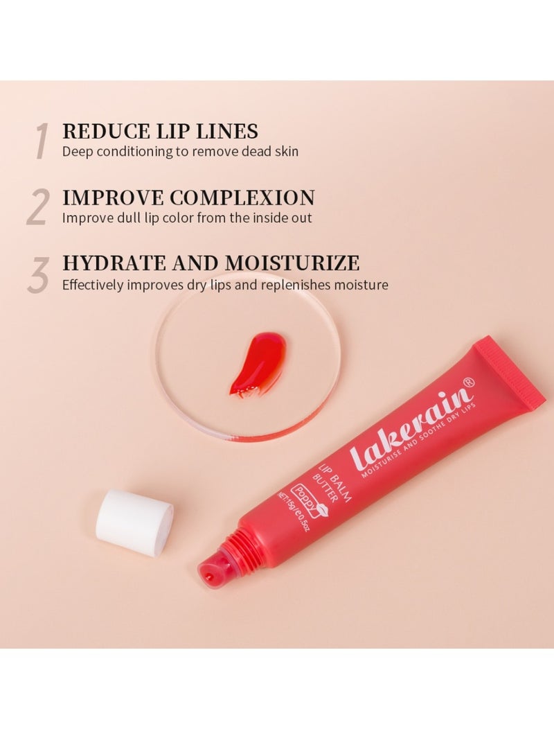 lakerain Lip Butter Balm Moisture Hydration Lip Butter Gloss Sheer Tinted Lip Mask and Lip Balm Long Lasting Hydration and Moisturization Soothing Lip Treatment Care Makeup Shine Lip Glow Oil 04 Poppy - Image 4