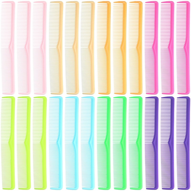 Meanplan Carbon Fiber Hair Cutting Combs  24 Pieces Fine and Wide Tooth Professional Barber Combs for Men and Women Light Color