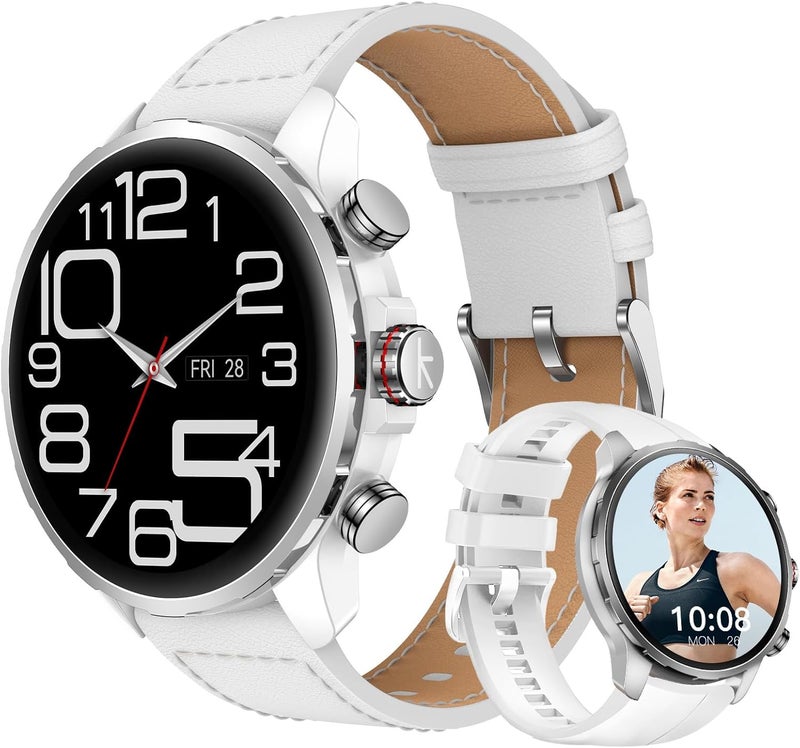 KIESLECT Smart Watch Kr 3 White 47mm, 1.5" AMOLED HD, GPS, Bluetooth Call & Text, 178 Sports Modes, Fitness Tracker, 5ATM Waterproof Fit Men and Women - Image 1