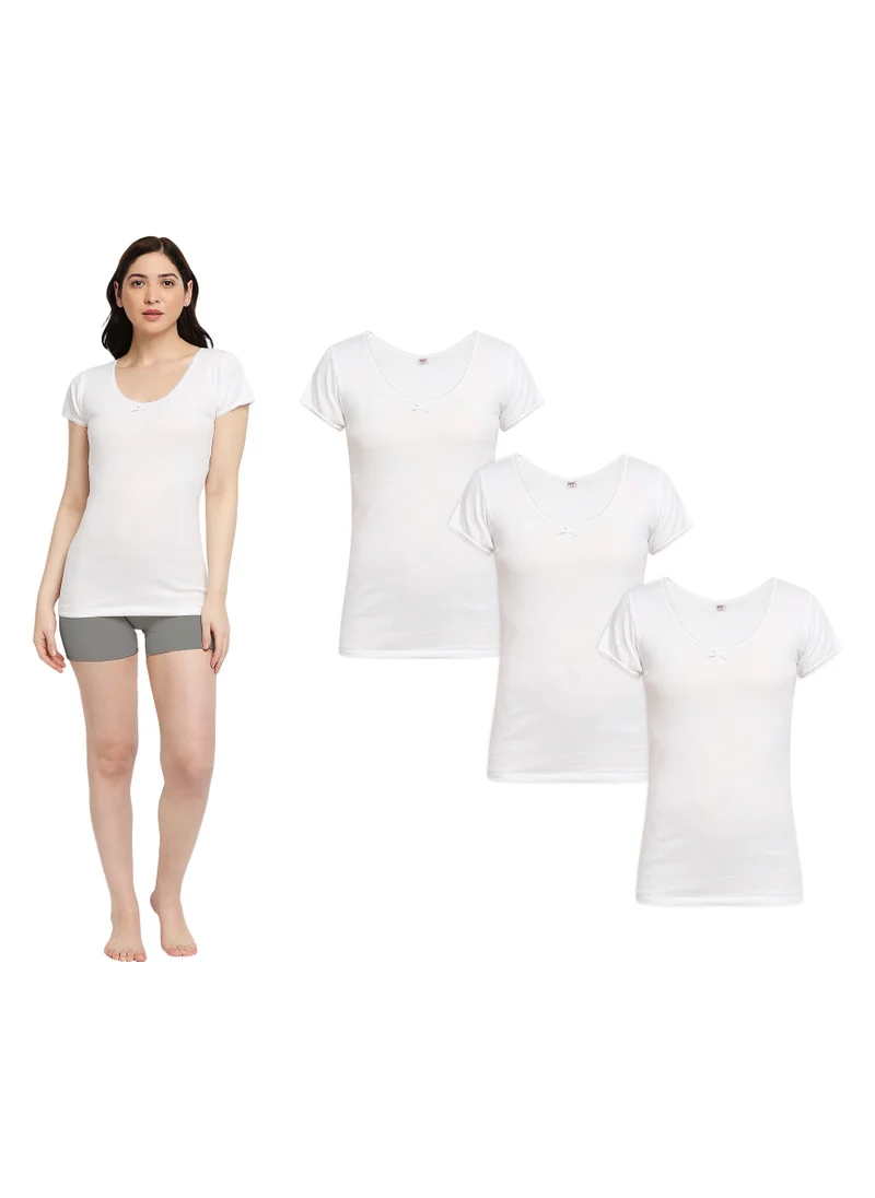 BYC WOMEN'S COTTON UNDERSHIRT (PACK OF 3) - WHITE