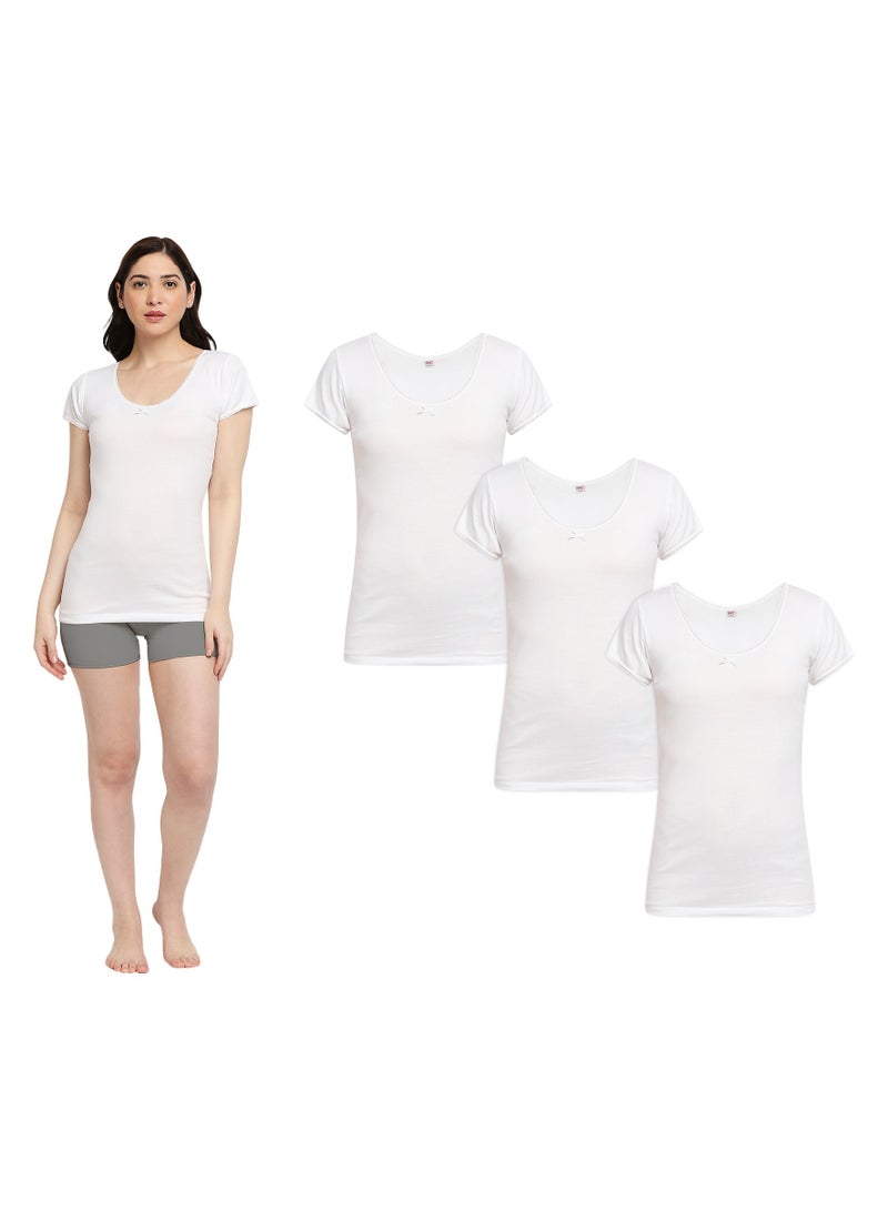 BYC WOMEN'S COTTON UNDERSHIRT (PACK OF 3) - WHITE  - Image 1