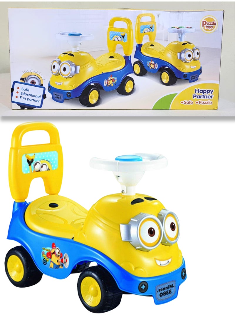 Despicable Me Minions Ride-On Car for Toddlers Ages 1-2 – Cute Yellow and Blue Push Car with Non-Slip Handle, Storage Box, Easy Maneuverability – Safe, Durable Toddler Ride On Toy – Perfect Birthday Gift for Boys & Girls  - Image 3