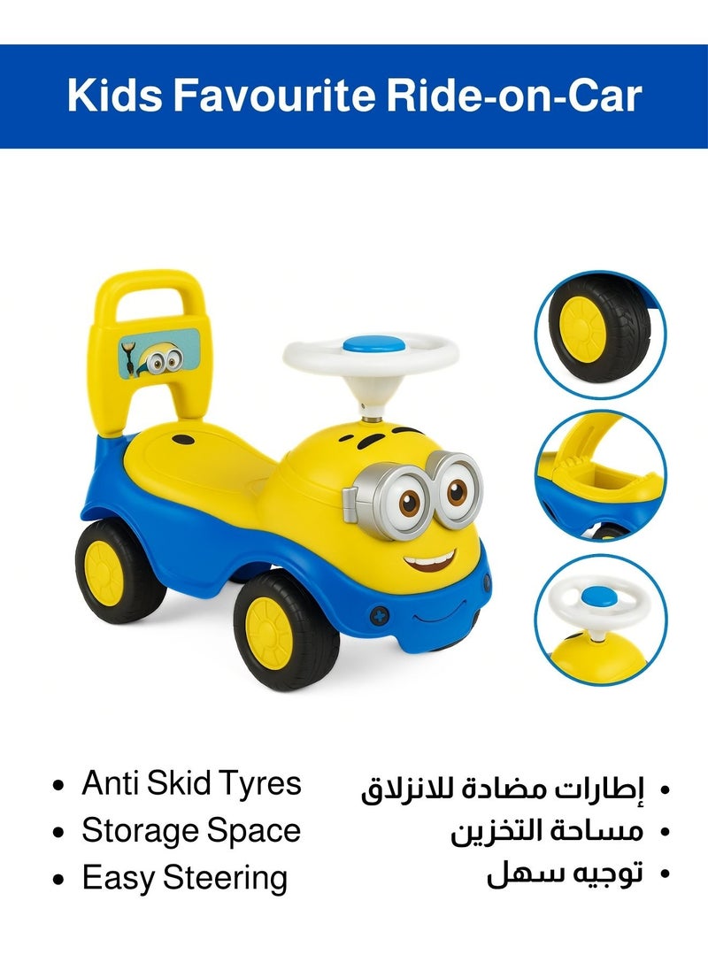 Ride-On Car for Toddlers Ages 1-2 – Cute Yellow and Blue Push Car with Non-Slip Handle, Storage Box, Easy Maneuverability – Safe, Durable Toddler Ride On Toy – Perfect Birthday Gift for Boys & Girls  - Image 4