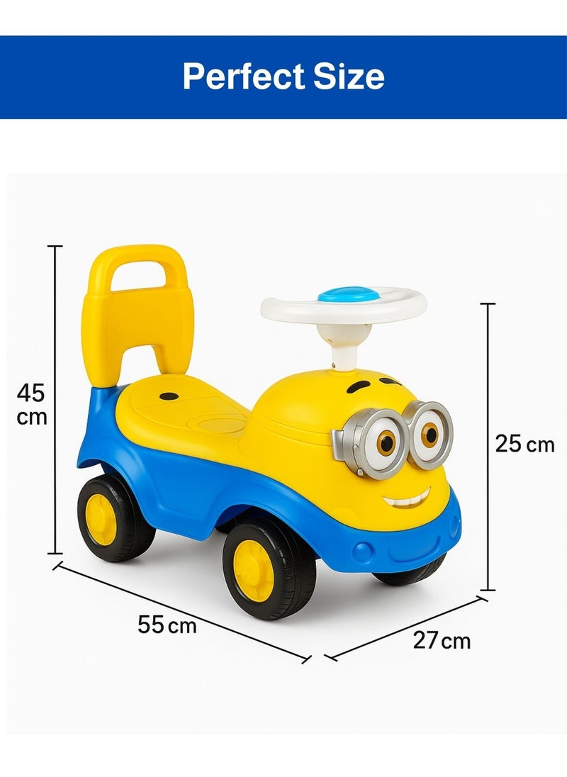 Ride-On Car for Toddlers Ages 1-2 – Cute Yellow and Blue Push Car with Non-Slip Handle, Storage Box, Easy Maneuverability – Safe, Durable Toddler Ride On Toy – Perfect Birthday Gift for Boys & Girls  - Image 5